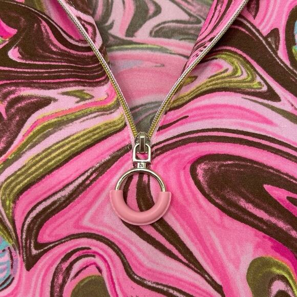 Jaime Sadock Pink Sugar Angel Whirl Marble 1/4 Zip Long Sleeve Golf Shirt Small - Picture 10 of 13